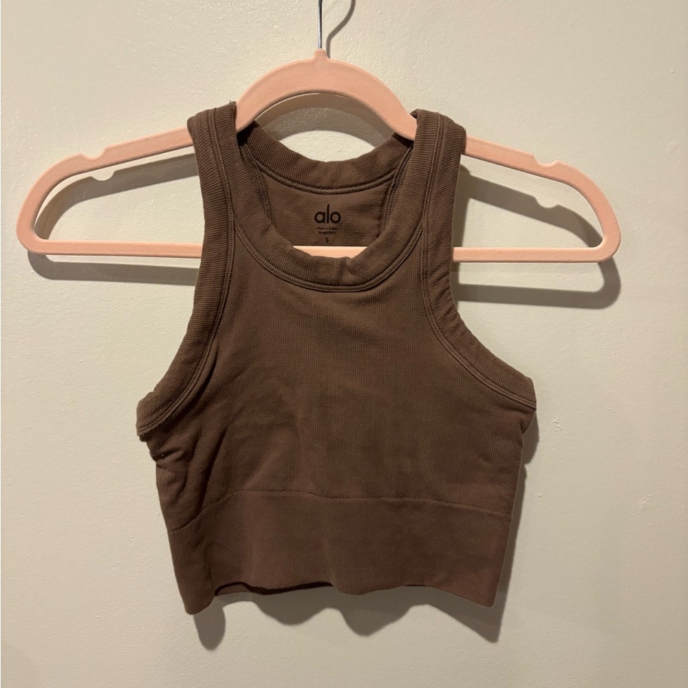 ALO Yoga Hot Cocoa Seamless Delight High Neck Bra